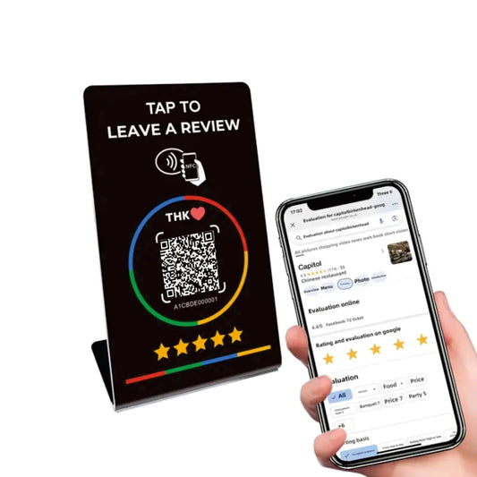 Expositor NFC e QR para aumentar suas avaliações no Google